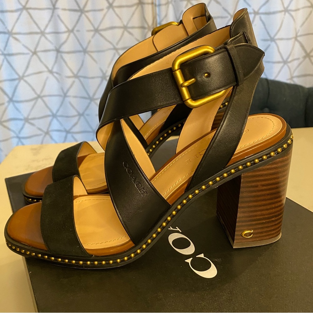 Coach Mandy Leather Heel Sandal, size 9.5